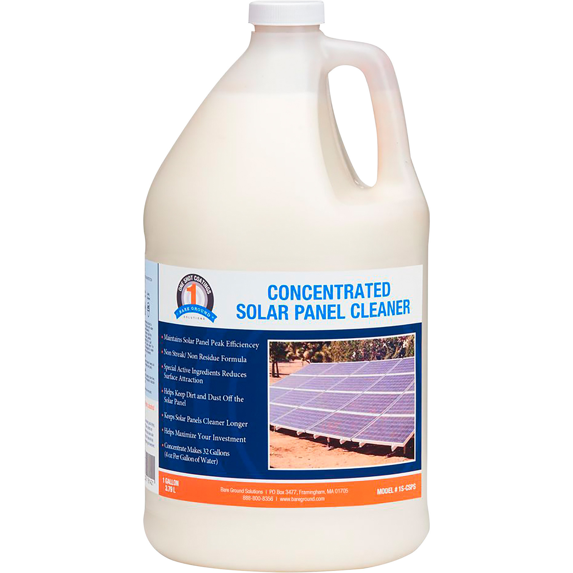 1 Shot 'N Gone Concentrated Solar Panel Cleaner, 1 Gallon, Model# 1S-CSPC